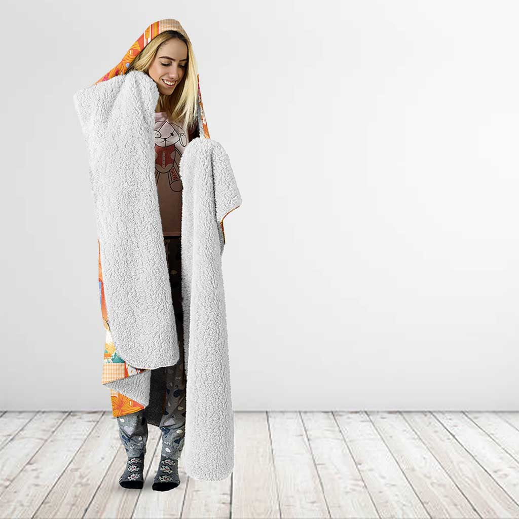 Hawaiian and Japanese Culture Together Hooded Blanket Palaka Japanese Art and Tropical Motif Tribal Patchwork