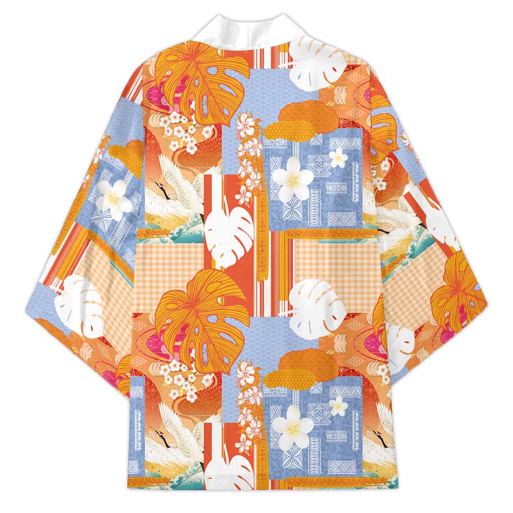 Hawaiian and Japanese Culture Together Kimono Palaka Japanese Art and Tropical Motif Tribal Patchwork