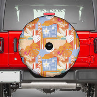 Hawaiian and Japanese Culture Together Spare Tire Cover Palaka Japanese Art and Tropical Motif Tribal Patchwork