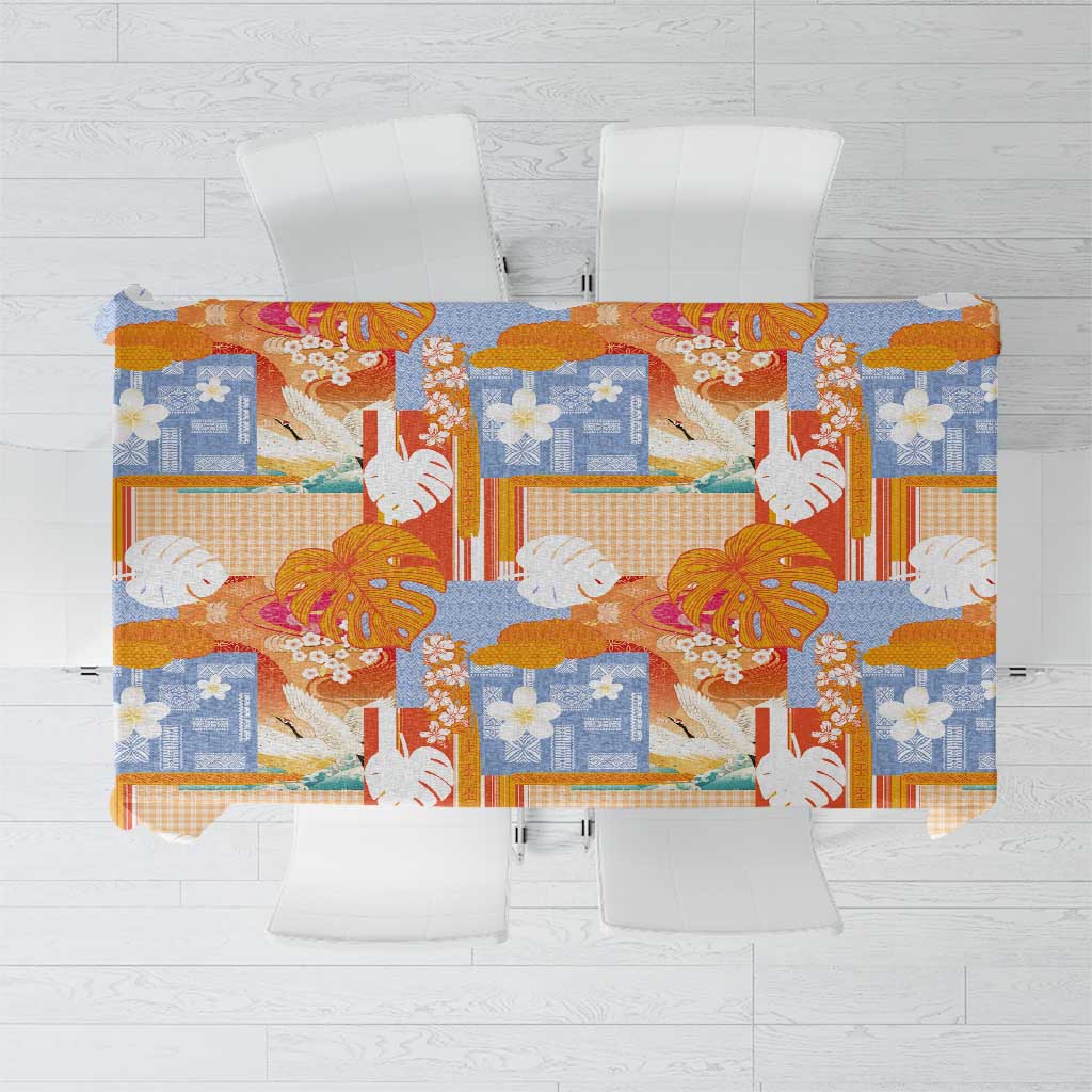 Hawaiian and Japanese Culture Together Tablecloth Palaka Japanese Art and Tropical Motif Tribal Patchwork LT03 Multicolor - Polynesian Pride