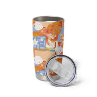 Hawaiian and Japanese Culture Together Tumbler Cup Palaka Japanese Art and Tropical Motif Tribal Patchwork