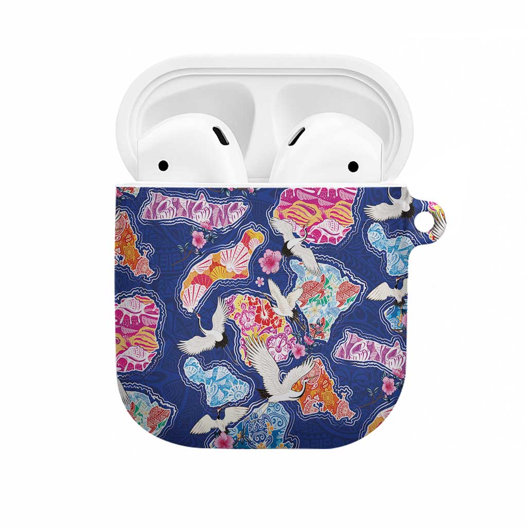 Hawaiian and Japanese Culture Together AirPods Case Hawaiian Archipelago Shape Sea Animals