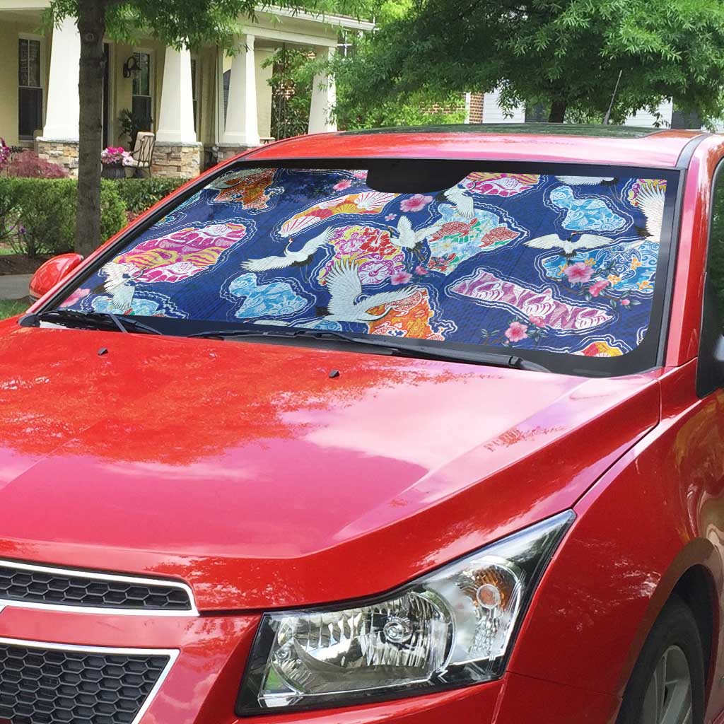 Hawaiian and Japanese Culture Together Auto Sun Shade Hawaiian Archipelago Shape Sea Animals