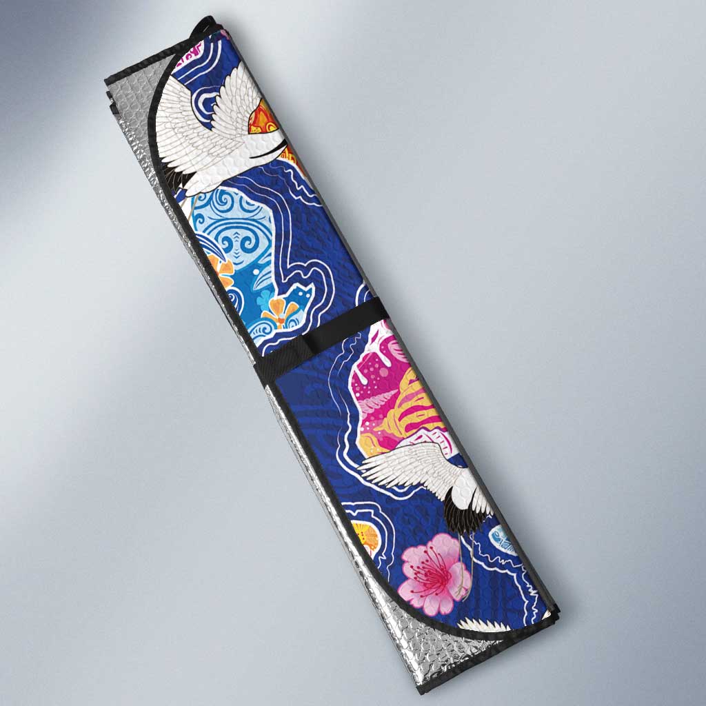 Hawaiian and Japanese Culture Together Auto Sun Shade Hawaiian Archipelago Shape Sea Animals