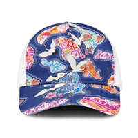 Hawaiian and Japanese Culture Together Baseball Net Cap Hawaiian Archipelago Shape Sea Animals