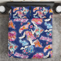 Hawaiian and Japanese Culture Together Bedding Set Hawaiian Archipelago Shape Sea Animals LT03 Multicolor - Polynesian Pride