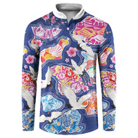 Hawaiian and Japanese Culture Together Button Sweatshirt Hawaiian Archipelago Shape Sea Animals