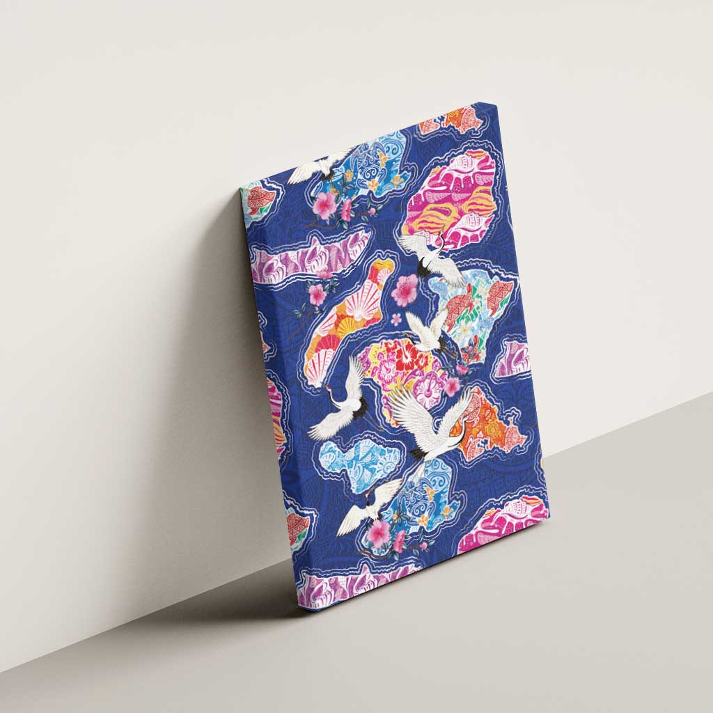 Hawaiian and Japanese Culture Together Canvas Wall Art Hawaiian Archipelago Shape Sea Animals LT03 - Polynesian Pride