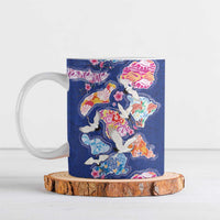 Hawaiian and Japanese Culture Together Ceramic Mug Hawaiian Archipelago Shape Sea Animals