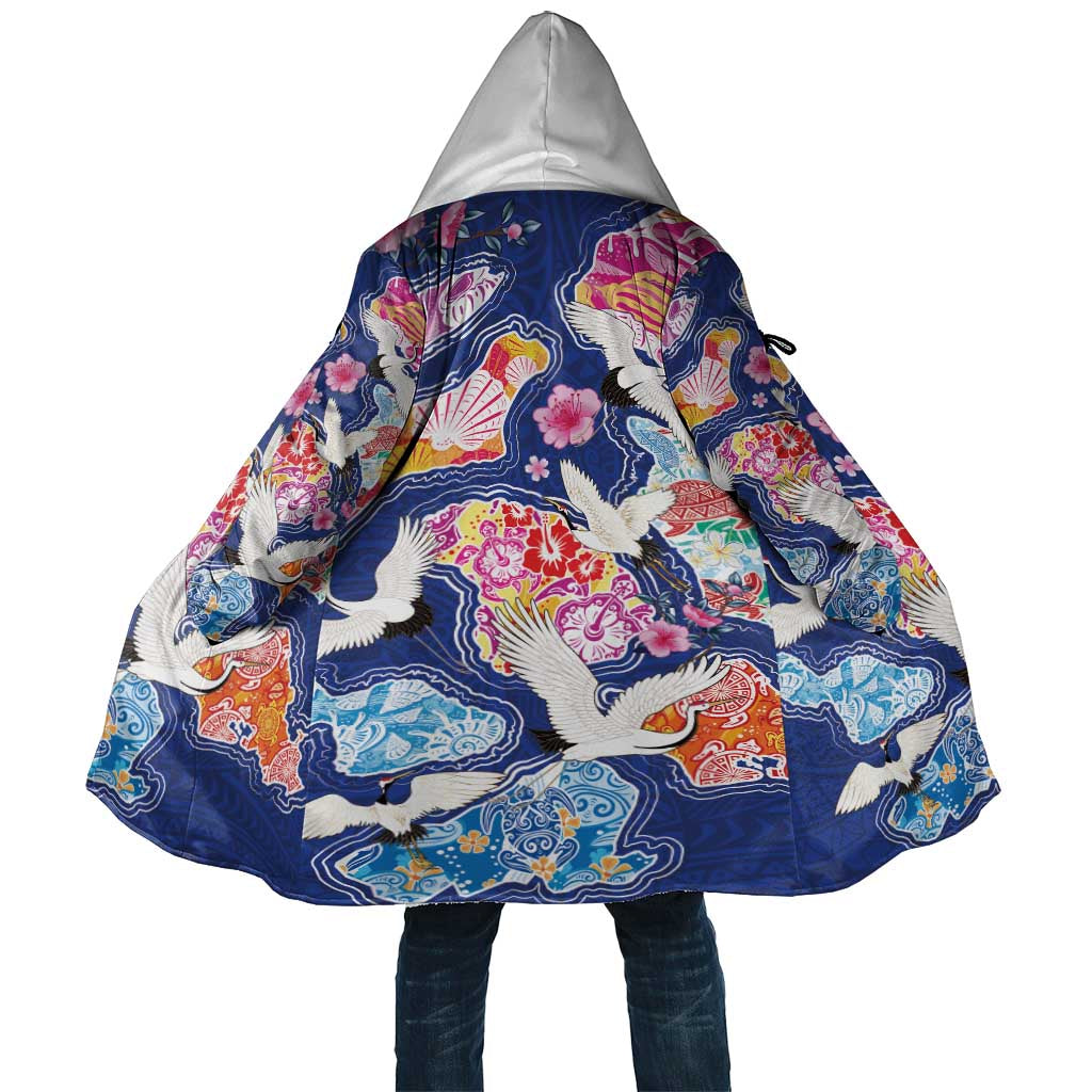 Hawaiian and Japanese Culture Together Cloak Hawaiian Archipelago Shape Sea Animals LT03 Unisex Multicolor - Polynesian Pride