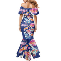 Hawaiian and Japanese Culture Together Family Matching Mermaid Dress and Hawaiian Shirt Hawaiian Archipelago Shape Sea Animals
