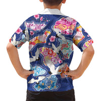 Hawaiian and Japanese Culture Together Family Matching Short Sleeve Bodycon Dress and Hawaiian Shirt Hawaiian Archipelago Shape Sea Animals