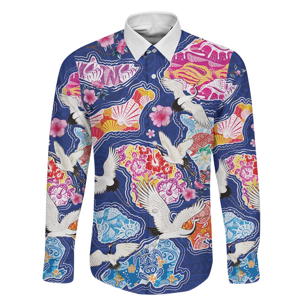 Hawaiian and Japanese Culture Together Family Matching Tank Maxi Dress and Hawaiian Shirt Hawaiian Archipelago Shape Sea Animals