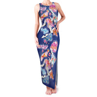 Hawaiian and Japanese Culture Together Family Matching Tank Maxi Dress and Hawaiian Shirt Hawaiian Archipelago Shape Sea Animals