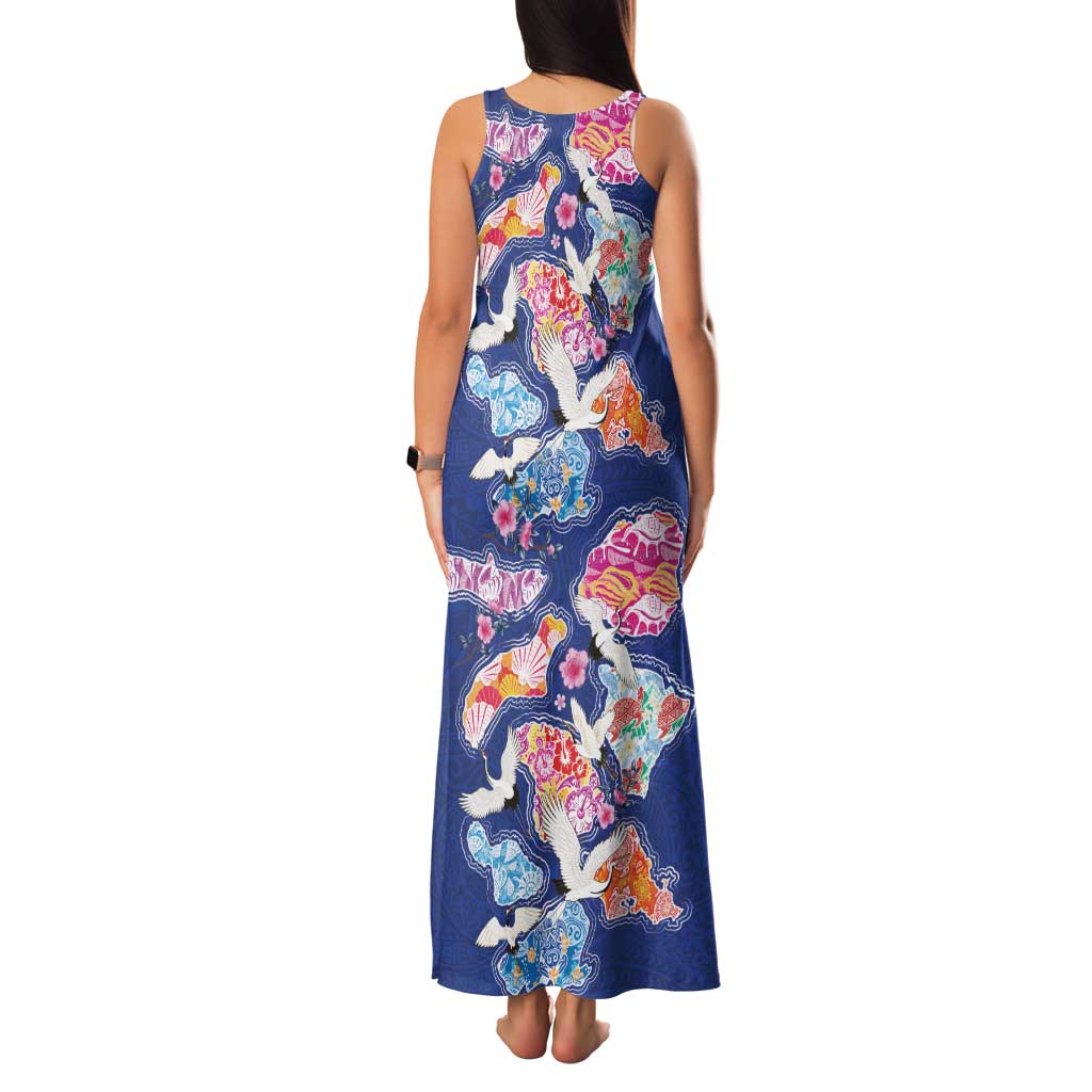 Hawaiian and Japanese Culture Together Family Matching Tank Maxi Dress and Hawaiian Shirt Hawaiian Archipelago Shape Sea Animals