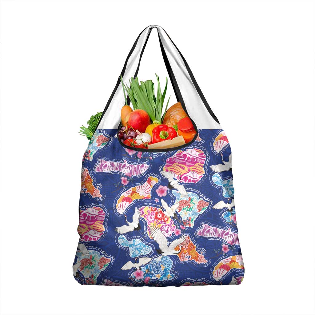 Hawaiian and Japanese Culture Together Grocery Bag Hawaiian Archipelago Shape Sea Animals LT03 1-pack One Size Multicolor - Polynesian Pride