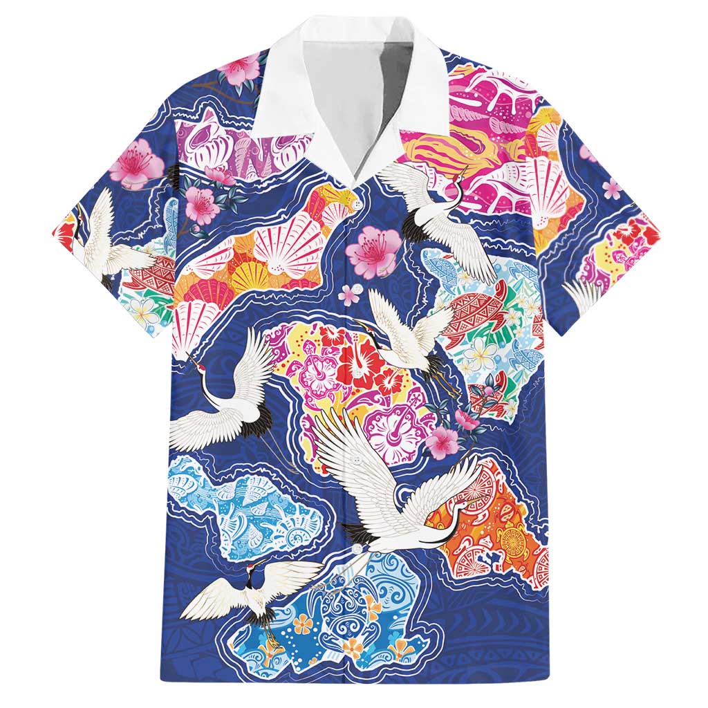Hawaiian and Japanese Culture Together Hawaiian Shirt Hawaiian Archipelago Shape Sea Animals