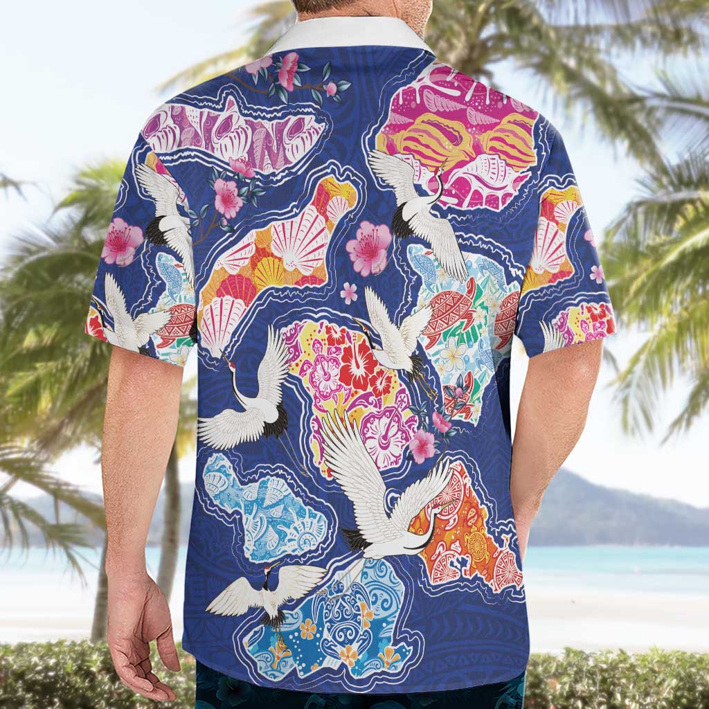 Hawaiian and Japanese Culture Together Hawaiian Shirt Hawaiian Archipelago Shape Sea Animals