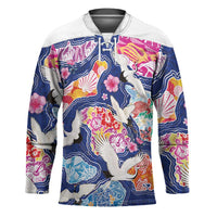 Hawaiian and Japanese Culture Together Hockey Jersey Hawaiian Archipelago Shape Sea Animals