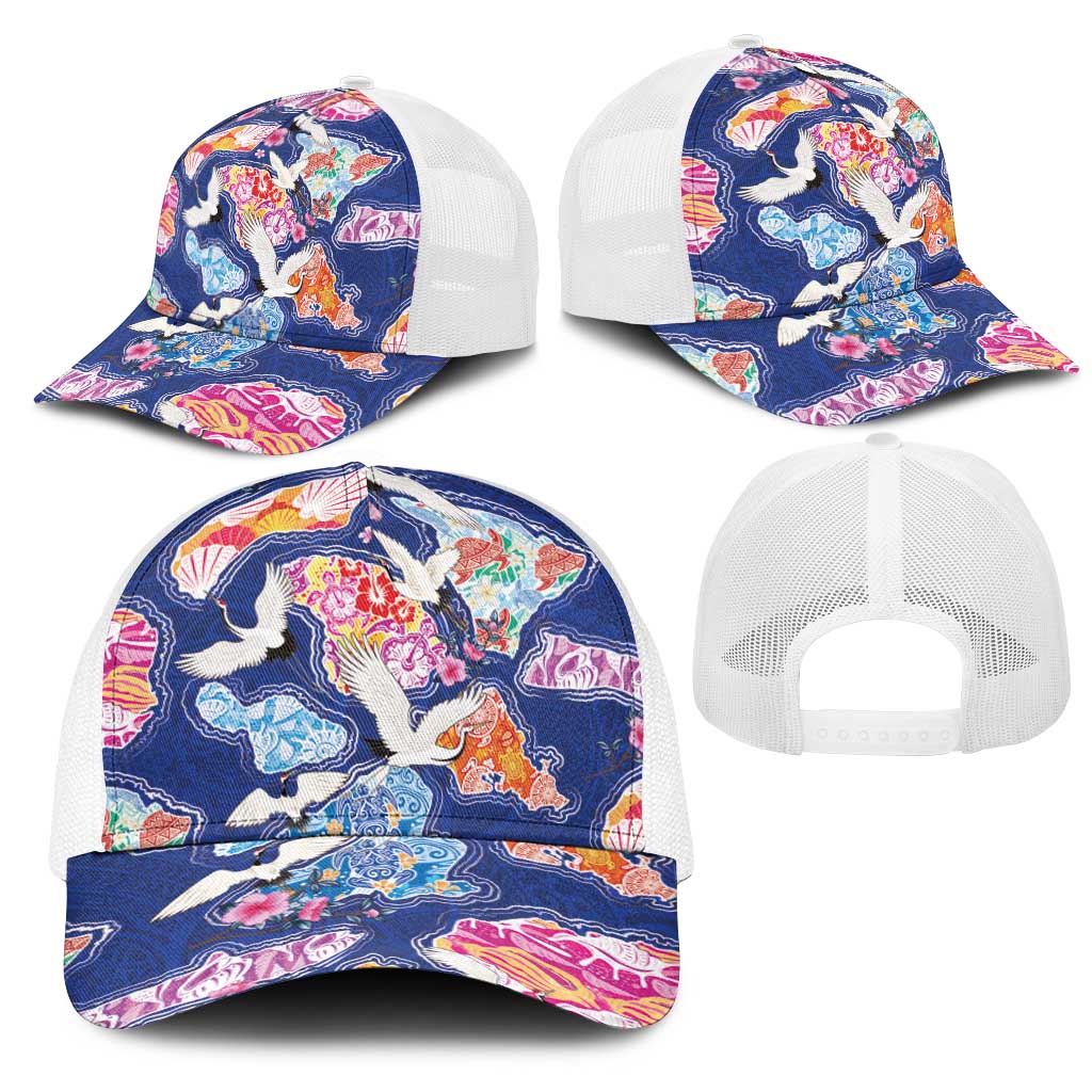 Hawaiian and Japanese Culture Together Mesh Trucker Cap Hawaiian Archipelago Shape Sea Animals LT03 - Polynesian Pride