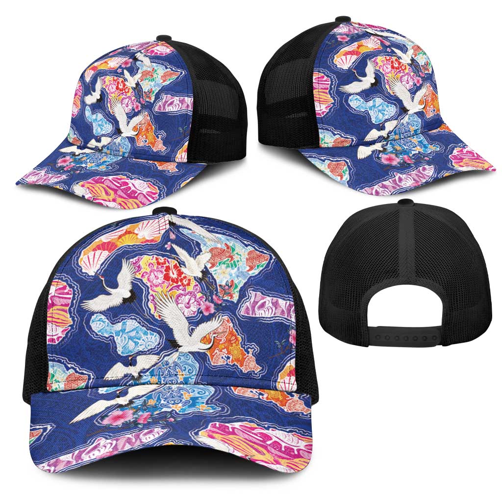 Hawaiian and Japanese Culture Together Mesh Trucker Cap Hawaiian Archipelago Shape Sea Animals LT03 - Polynesian Pride