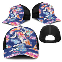 Hawaiian and Japanese Culture Together Mesh Trucker Cap Hawaiian Archipelago Shape Sea Animals LT03 - Polynesian Pride