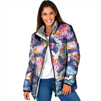 Hawaiian and Japanese Culture Together Padded Jacket Hawaiian Archipelago Shape Sea Animals LT03 Women Multicolor - Polynesian Pride