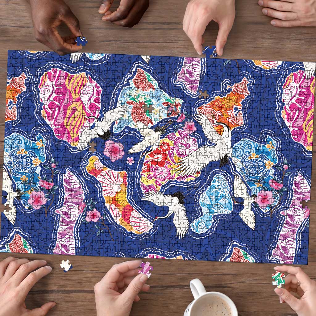 Hawaiian and Japanese Culture Together Puzzle Hawaiian Archipelago Shape Sea Animals LT03 - Polynesian Pride