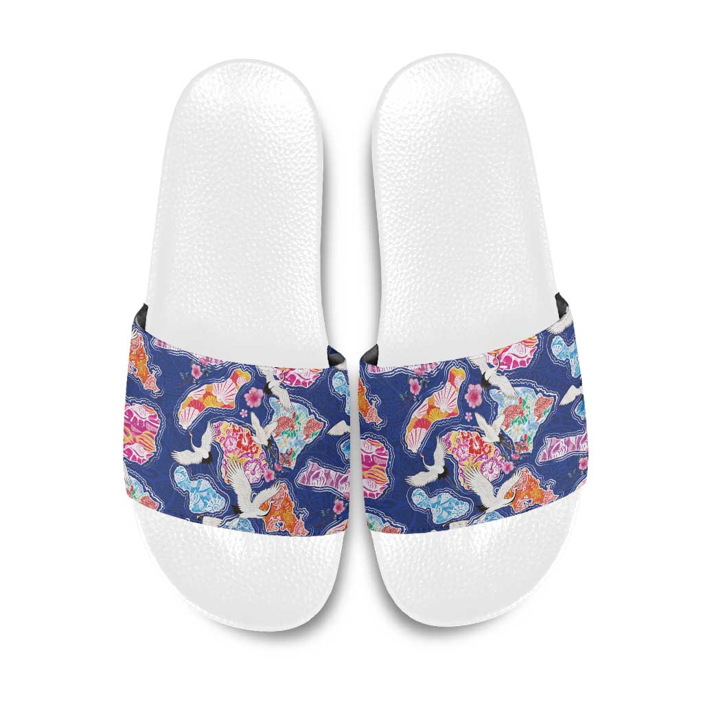 Hawaiian and Japanese Culture Together Slide Sandals Hawaiian Archipelago Shape Sea Animals LT03 Multicolor - Polynesian Pride