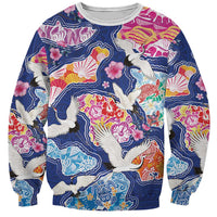 Hawaiian and Japanese Culture Together Sweatshirt Hawaiian Archipelago Shape Sea Animals LT03 Unisex Multicolor - Polynesian Pride