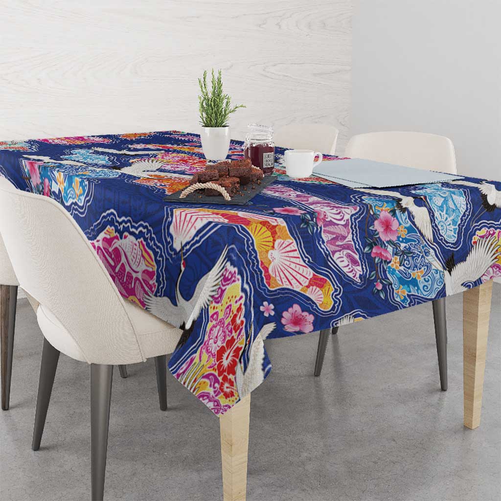 Hawaiian and Japanese Culture Together Tablecloth Hawaiian Archipelago Shape Sea Animals LT03 - Polynesian Pride
