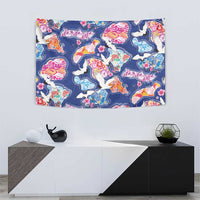 Hawaiian and Japanese Culture Together Tapestry Hawaiian Archipelago Shape Sea Animals LT03 - Polynesian Pride