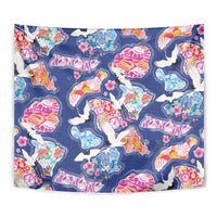 Hawaiian and Japanese Culture Together Tapestry Hawaiian Archipelago Shape Sea Animals LT03 - Polynesian Pride