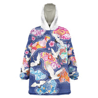 Hawaiian and Japanese Culture Together Wearable Blanket Hoodie Hawaiian Archipelago Shape Sea Animals