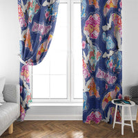 Hawaiian and Japanese Culture Together Window Curtain Hawaiian Archipelago Shape Sea Animals