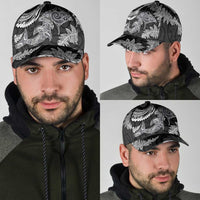 New Zealand Sea Animals with Maori Tribal Tattoo Classic Cap Shark Manta Ray with Silver Fern Black