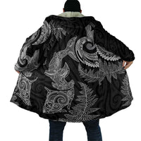 New Zealand Sea Animals with Maori Tribal Tattoo Cloak Shark Manta Ray with Silver Fern Black