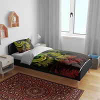 New Zealand Sea Animals with Maori Tribal Tattoo Bedding Set Shark Manta Ray with Silver Fern Reggae
