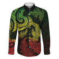 New Zealand Sea Animals with Maori Tribal Tattoo Family Matching Short Sleeve Bodycon Dress and Hawaiian Shirt Shark Manta Ray with Silver Fern Reggae