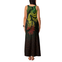New Zealand Sea Animals with Maori Tribal Tattoo Family Matching Tank Maxi Dress and Hawaiian Shirt Shark Manta Ray with Silver Fern Reggae