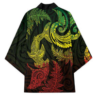 New Zealand Sea Animals with Maori Tribal Tattoo Kimono Shark Manta Ray with Silver Fern Reggae