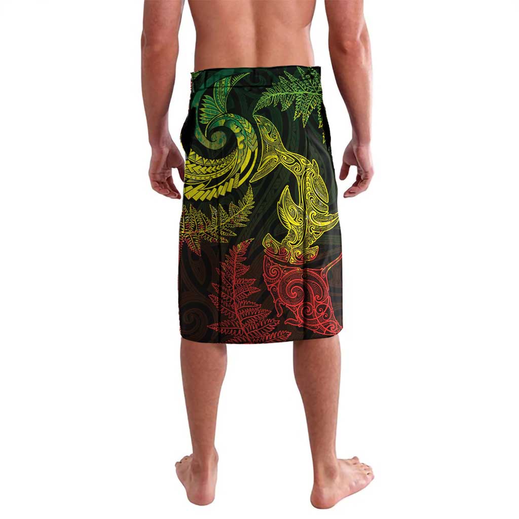 New Zealand Sea Animals with Maori Tribal Tattoo Lavalava Shark Manta Ray with Silver Fern Reggae