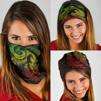 New Zealand Sea Animals with Maori Tribal Tattoo Neck Gaiter Shark Manta Ray with Silver Fern Reggae