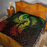 New Zealand Sea Animals with Maori Tribal Tattoo Quilt Shark Manta Ray with Silver Fern Reggae