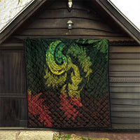 New Zealand Sea Animals with Maori Tribal Tattoo Quilt Shark Manta Ray with Silver Fern Reggae