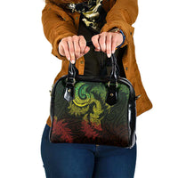 New Zealand Sea Animals with Maori Tribal Tattoo Shoulder Handbag Shark Manta Ray with Silver Fern Reggae