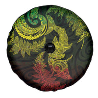 New Zealand Sea Animals with Maori Tribal Tattoo Spare Tire Cover Shark Manta Ray with Silver Fern Reggae