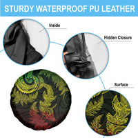 New Zealand Sea Animals with Maori Tribal Tattoo Spare Tire Cover Shark Manta Ray with Silver Fern Reggae