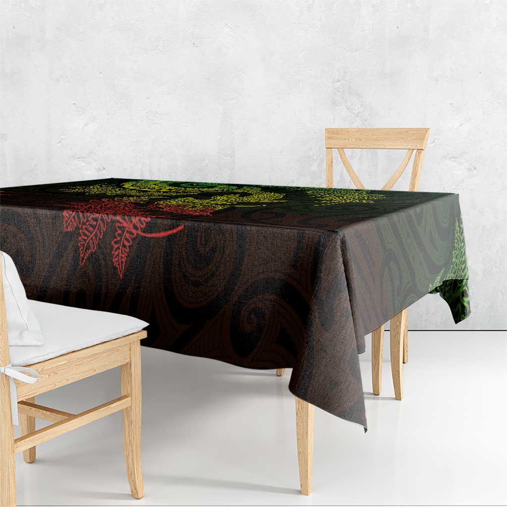 New Zealand Sea Animals with Maori Tribal Tattoo Tablecloth Shark Manta Ray with Silver Fern Reggae
