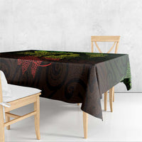 New Zealand Sea Animals with Maori Tribal Tattoo Tablecloth Shark Manta Ray with Silver Fern Reggae